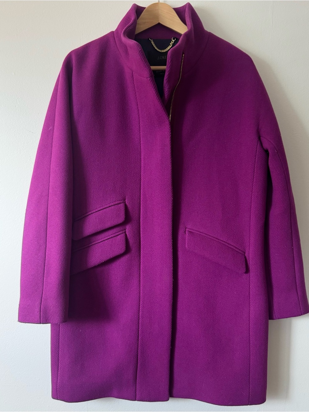 J. Crew Women's Cocoon Fuschia Purple Wool Blend Stand-Collar Coat Sz 6 - Picture 4 of 9